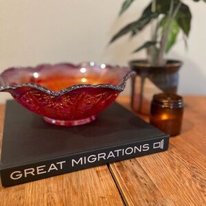 Indiana Glass Heirloom Sunset Carnival Glass Bowl